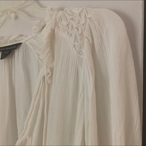 French Connection White Flowy Smocked Avea Shirt - Picture 8 of 11